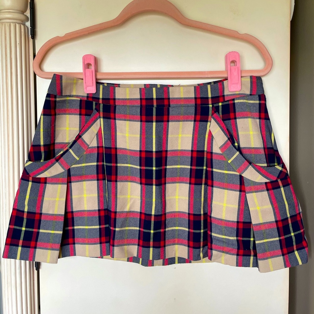 Princess Vera Wang Pleated Plaid Mini Skirt